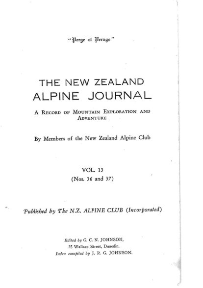 New Zealand Alpine Journal 1949 Vol 13 No 36 cover